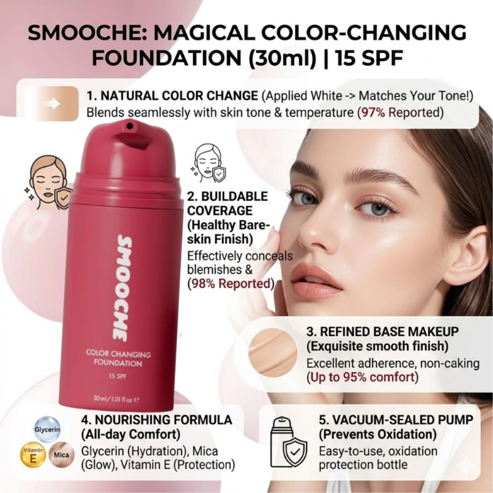 Beauty Makeup Foundation - SMOOCHE Color Changing Foundation Natural Base