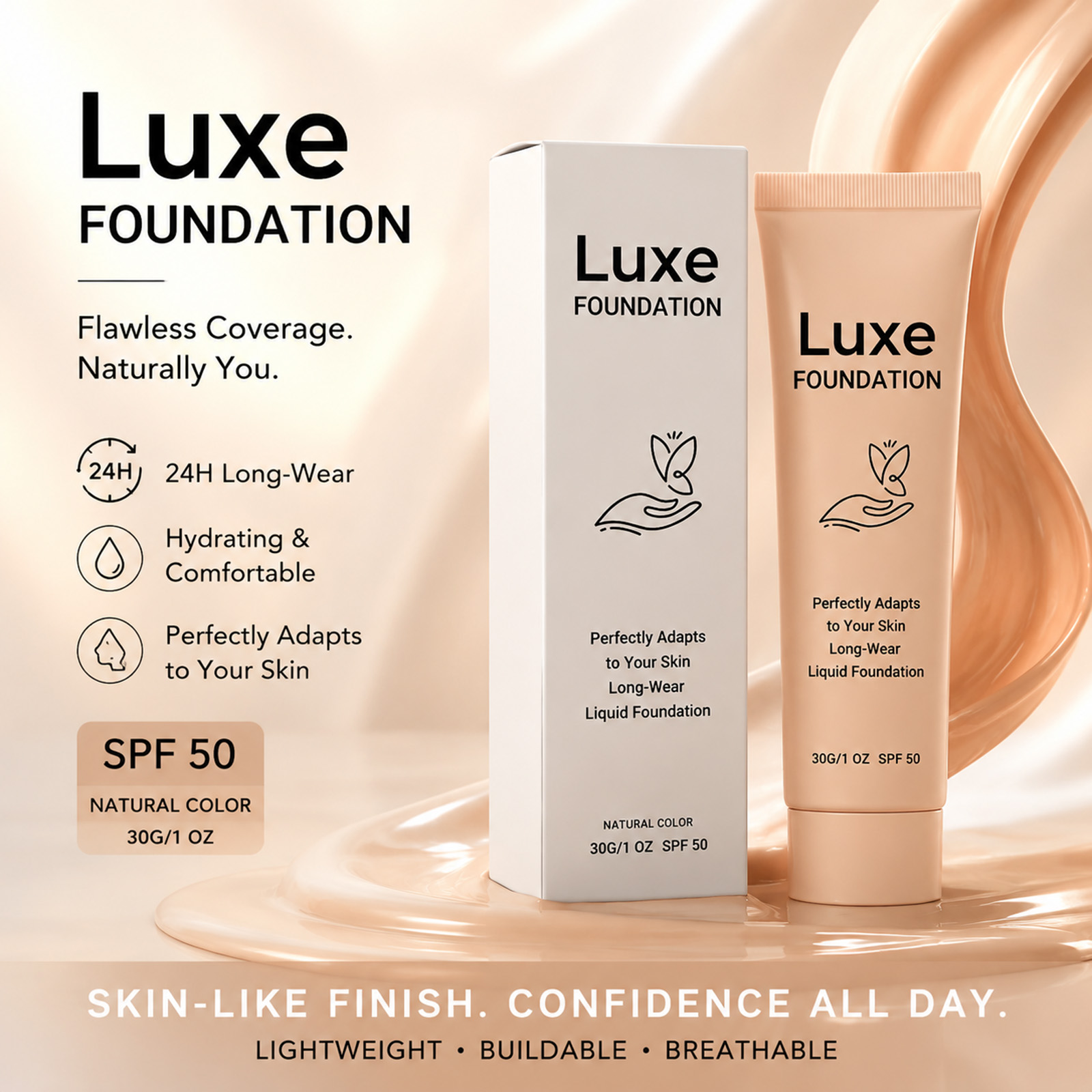 Beauty Makeup Foundation - SPF 50+ Color Changing Foundation Long