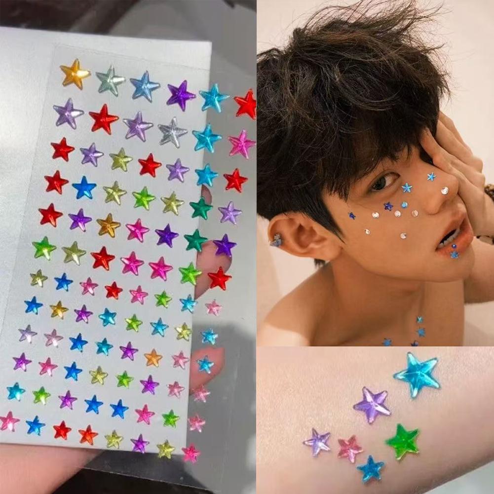 Beauty Makeup Quotes - Self-Adhesive Face Rhinestones Colorful Crystal Gem
