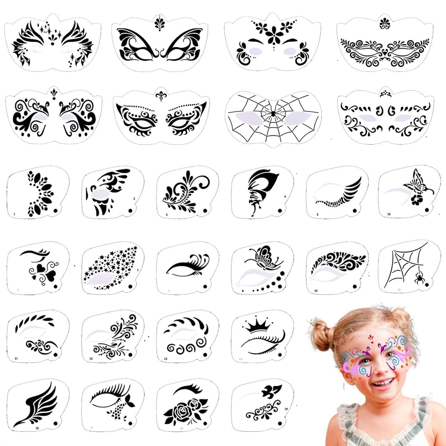 28 Pcs Face Paint Stencils Kit - Beauty Makeup Pictures 评论和价格