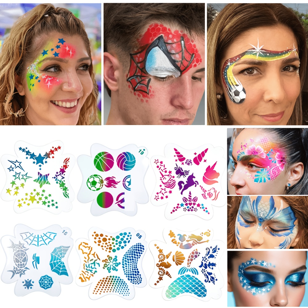 16PCS Reusable Face Paint Sten - Beauty Makeup Pictures 评论和价格