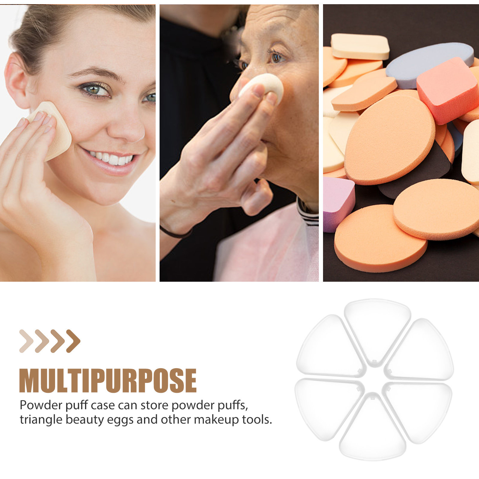 6Pcs Triangle Powder Puff Case - Beauty Makeup Organizer 评论和价格