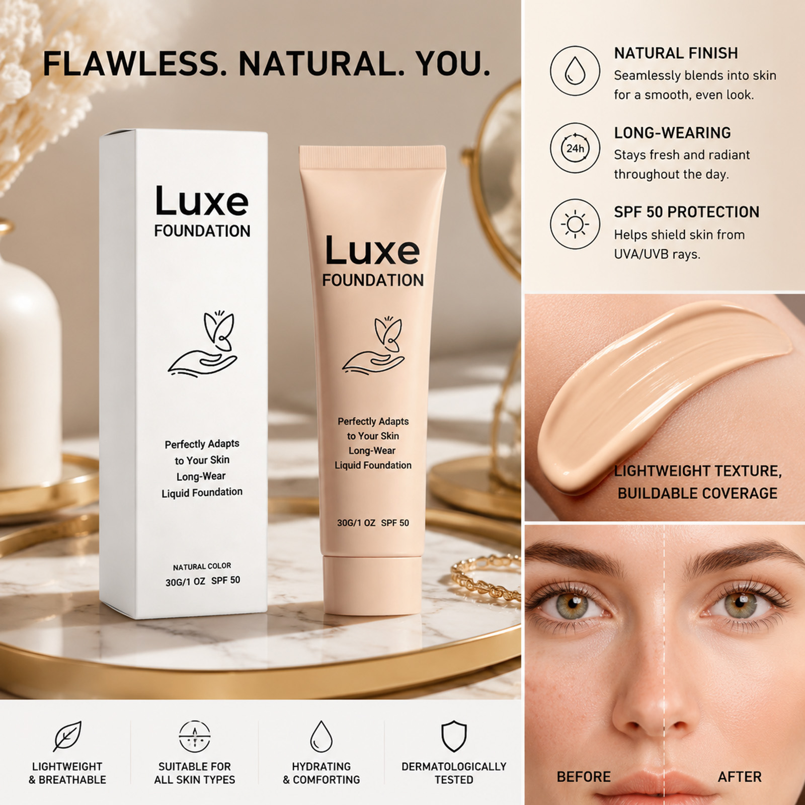 SPF 50+ Color Changing Foundat - Beauty Makeup Foundation 评论和价格