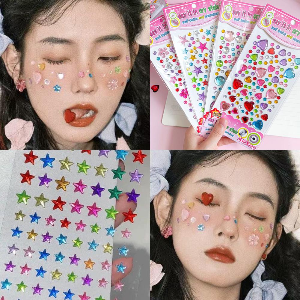 Self-Adhesive Face Rhinestones - Beauty Makeup Quotes 评论和价格