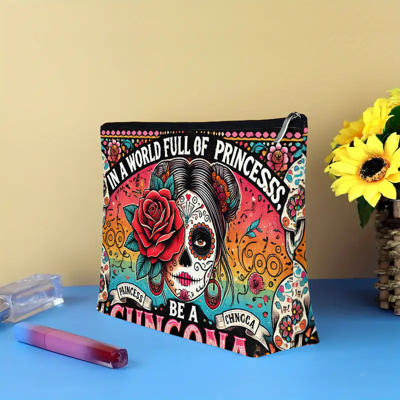 A Flower and skull cosmetic ba - Beauty Makeup Women 评论和价格