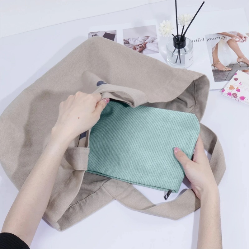 Corduroy Travel Cosmetic Bag P - Beauty Makeup Women 评论和价格
