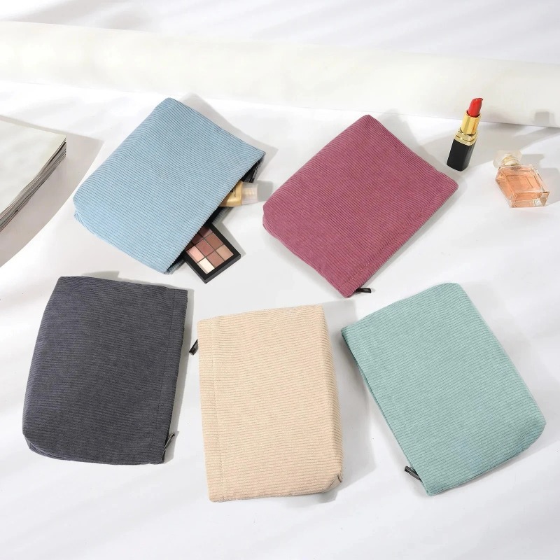 Corduroy Travel Cosmetic Bag P - Beauty Makeup Women 评论和价格