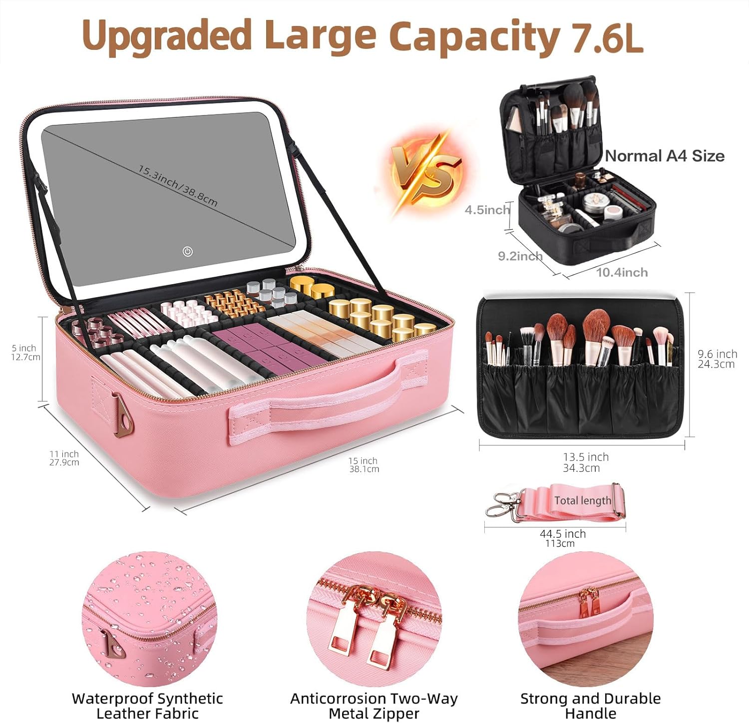 Large Capacity Makeup Bag 15'' - Beauty Makeup Women 评论和价格
